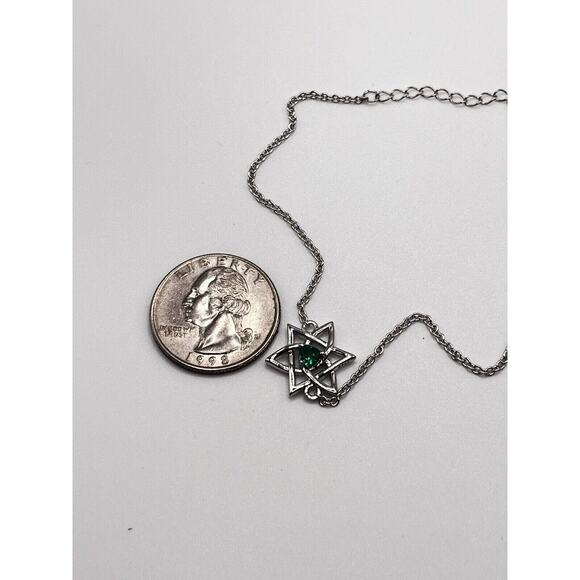 Sterling Star of David Bracelet w Round Simulated Emerald 8" - Picture 2 of 4